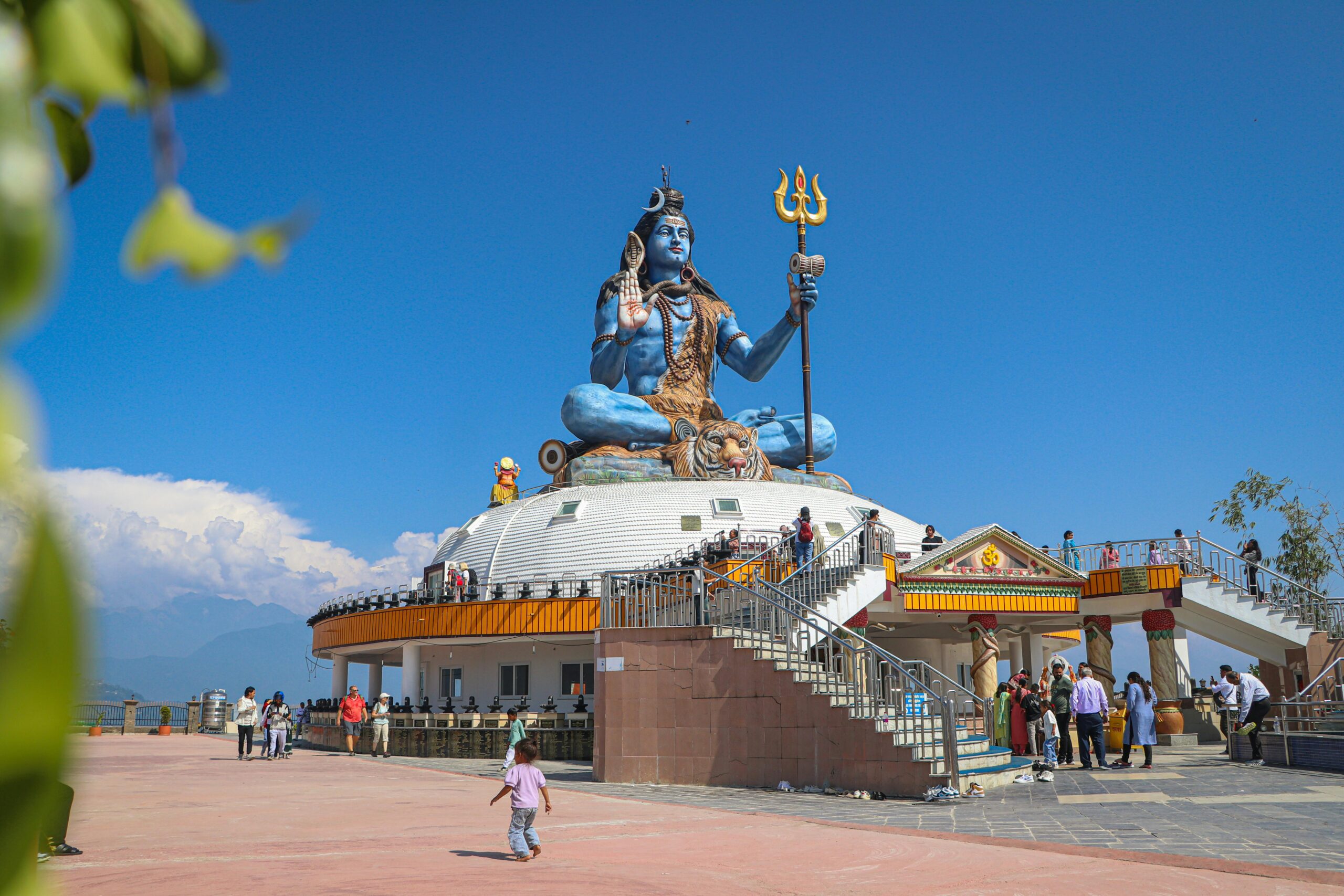 A stunning view of the giant Shiva statue located in Pokhara, Nepal.