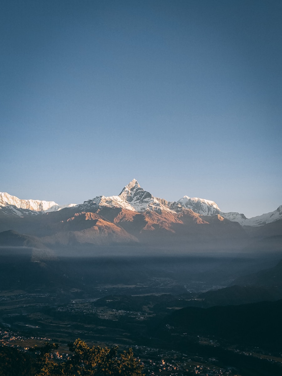 a view of a mountain range from a distance