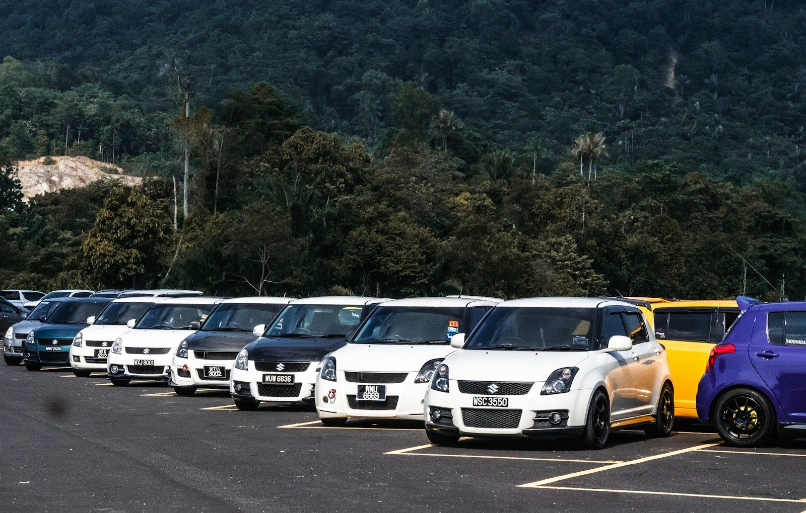 a parking lot full of cars